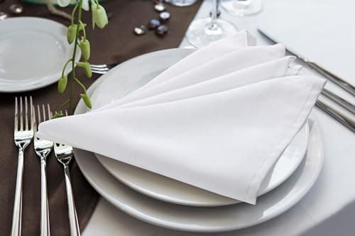 Utopia Home [24 Pack, White] Cloth Napkins 17x17 Inches, 100% Polyester Hemmed Edges, Washable and Reusable Ideal for Parties, Weddings and Dinners 6
