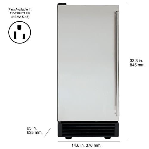 DUURA DI50 60Lb Premium Energy Star Clear Ice Cube Maker Machine for Built-in Undercounter or Freestanding Household Residential or Commercial Use, 15 Inch Wide, Silver 9