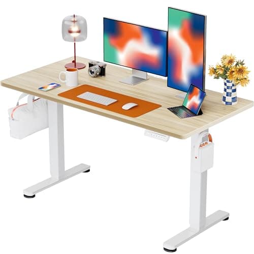ErGear Height Adjustable Electric Standing Desk, 48 x 24 Inches Sit Stand up Desk, Memory Computer Home Office Desk, Natural