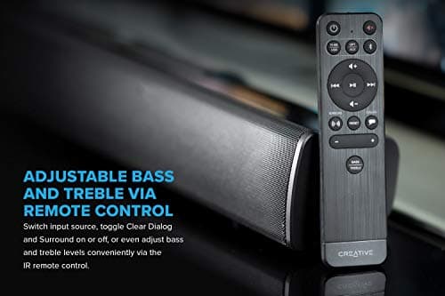 Creative Stage V2 2.1 Soundbar with Subwoofer, Clear Dialog and Surround by Sound Blaster, Bluetooth 5.0, TV ARC, Optical, and USB Audio, Wall Mountable, Adjustable Bass and Treble, for TV 5