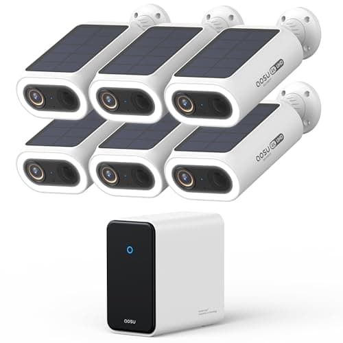 AOSU 4K Solar Security Cameras Wireless Outdoor, Expandable to 16TB (32GB Built-in) HomeCortex Home Security System, AI Face Recognition & Behavior Detection, 6-Cam Kit