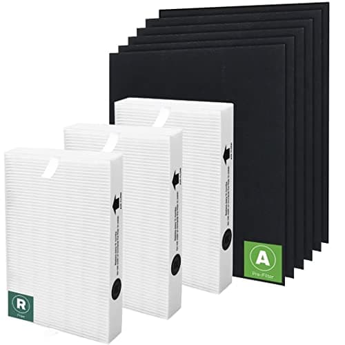 HPA300 HEPA Filter Replacement for Honeywell Air Purifier 3 HEPA R Filters and 6 Pre-cut A Carbon Pre-filter by APPLIANCEMATES