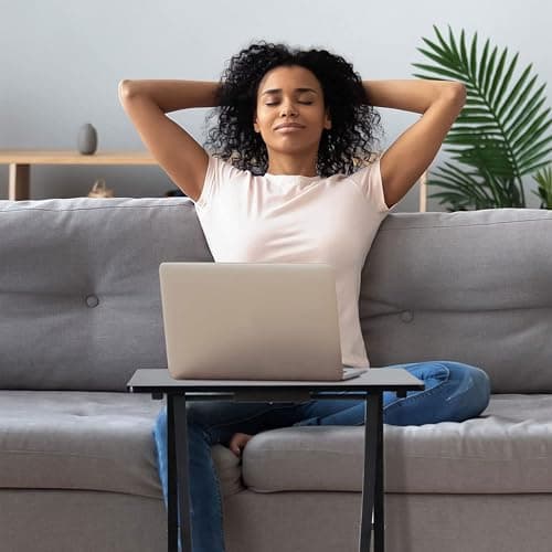 PJ Wood Multifunctional Rectangular Folding and Collapsible Solid Wood TV Tray Snack Tables with Compact Storage Rack, Set of 5, Black 5