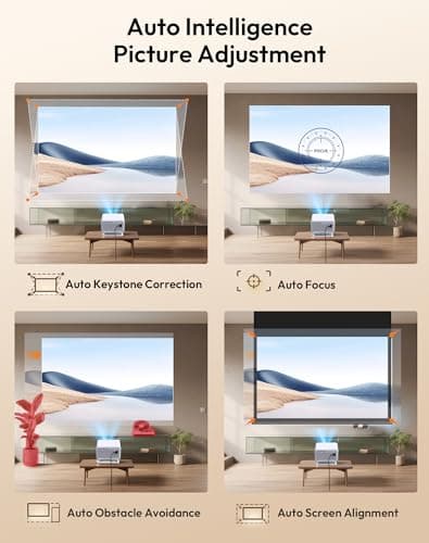 【Compatible with Netflix & Auto Focus】Xgody Gimbal N6 PRO 700 ANSI Native 1080P Smart Projector with WiFi 6 and Bluetooth, 4D Auto Keystone & Voice Controll Portable 4K Support FHD Home Projector 5