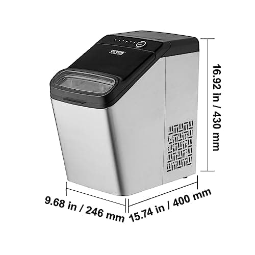 VEVOR Countertop Ice Maker, 33lbs in 24Hrs, 2 Ways to Water Inlet Self-Cleaning Portable Ice Maker with 2 Sizes Bullet Ice, Ice Maker with Scoop and Basket for Home Kitchen Office Party 8
