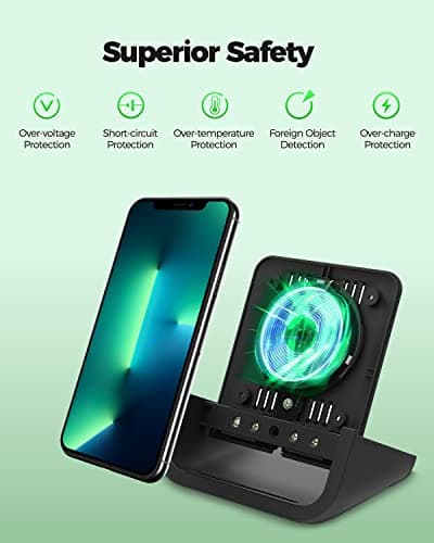 Wireless Charger YUWISS Wireless Charging Stand Cordless Charger 10/7.5/5W Compatible with iPhone 14 13 12/12 /11Pro Max/XR/XS Max/XS/X/8/8Plus Galaxy S22/S21/S9/S9+/S8/S8+ Note 6
