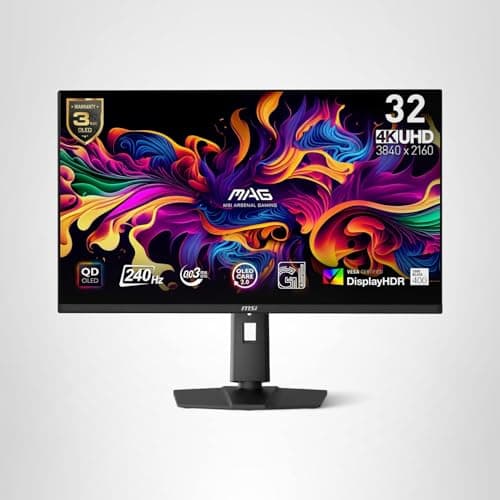 msi MAG 321UPX QD-OLED, 32" 4K UHD Quantum Dot OLED Gaming Monitor, 3840 x 2160, 0.03ms, 240Hz, True Black HDR 400, 15W USB Type C, HDMI, DP Port 8