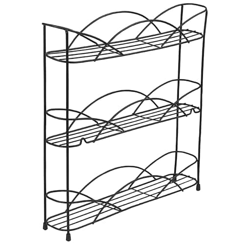 Spectrum 3 Tier Spice Rack Organizer Black Countertop Wire Shelf Spice Rack for Modern Kitchen Pantry Cabinet, Organize Spices with Three Tier Spice Shelf for Kitchen Storage with Wall Mount Option