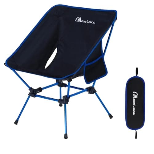 MOON LENCE Portable Camping Chair Plus, Larger & Roomier, Compact and Lightweight Still, Folding Chair for Backpacking & Hiking, 330Lbs Capacity (Blue)