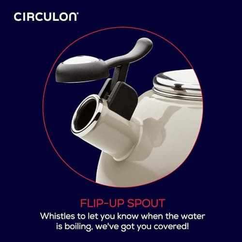 Circulon Enamel on Steel Whistling Teakettle/Teapot With Flip-Up Spout, 2 Quart - Gray 6