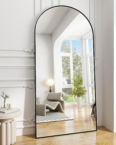 Koonmi 30"x71" Arched Full Length Mirror, Black Large Floor Mirror with Aluminum Alloy Frame Standing Hanging or Leaning Wall-Mounted Full Body Mirror for Living Room and Bedroom