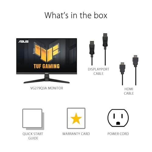 ASUS TUF Gaming 25” (24.5 viewable) 1080P Gaming Monitor (VG259Q3A) – FHD, 180Hz, 1ms, Fast IPS, Extreme Low Motion Blur, FreeSync, Variable Overdrive, Speakers, 99% sRGB, Shadow Boost 3yr Warranty 7