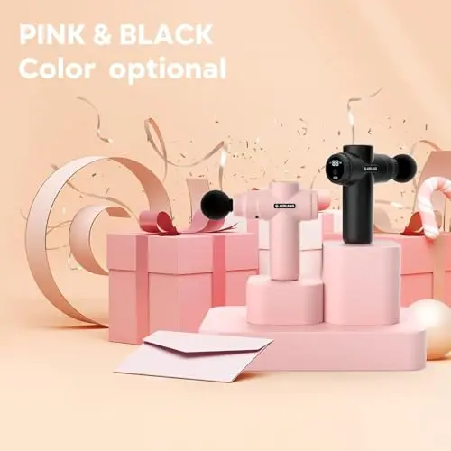 AERLANG Mini Massage Gun-Pink，Muscle Deep Tissue Massager Gun, Handheld Percussion Massager, Portable Quiet Massage Gun with Carry Case for Home Office Gym Motehr Day Gifts for Women Men Her 7