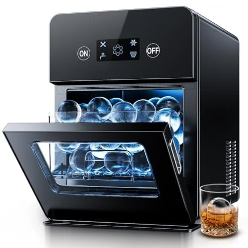 EUHOMY Ice Ball Maker Countertop, 144Pcs/day, 4Pcs Ready in 40Mins, Self-Cleaning, Sphere Ice Maker Machine with Crystal Clear Ice for Whiskey/Brandy/Rum