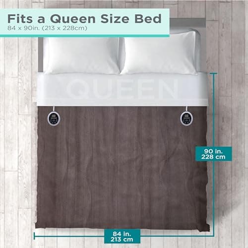 BLACK+DECKER Heated Blanket Electric Queen, Micro Plush Electric Blanket, Heating Blanket with 10 Heating Levels, 10H Timer, Auto Shutoff, Dual Zone Heating, Fast Heating (84x90 inches, Grey) 8