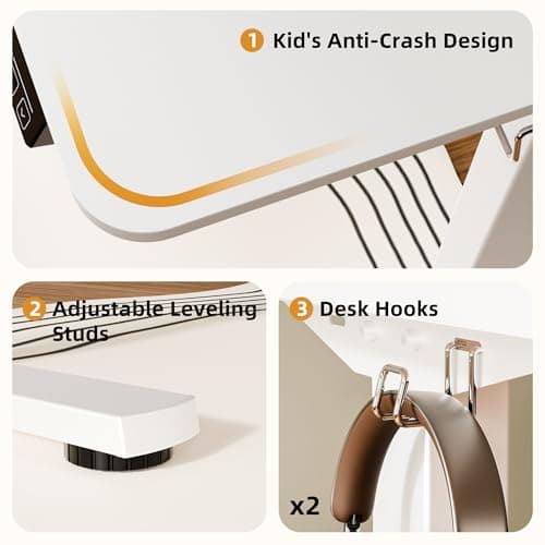 ERGOMAKER Electric Standing Desk, 31.5" x 23.6" Height Adjustable Sit Stand Desk with Splice Board for Home Office, Computer Desk Memory Preset (White Frame, White Desktop) 7