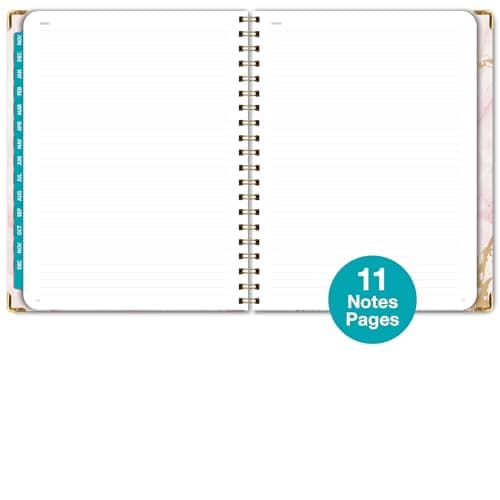 HARDCOVER 2024 Planner: (November 2023 Through December 2024) 8.5"x11" Daily Weekly Monthly Planner Yearly Agenda. Bookmark, Pocket Folder and Sticky Note Set (Pink Marble) 7