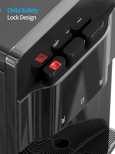Tabu TABU Bottom Loading Water Cooler Dispenser,Hot & Cold Water Cooler Dispenser,with Anti-Scalding Design,Storage Cabinet and Child Safety Lock,Holds 3 or 5 Gallon Bottle,for Home, Office(Black) 3