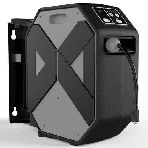 Wall Mounted Pressure Washer with 100FT Retractable Hose, 5-Stage Adjustable Pressure, Foam Cannon & 5 Nozzles for Car, Lane, Patio Cleaning, Black