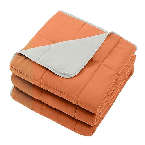 Weighted Blanket for Adults 12lbs, 48"x72", Twin Full Size Cooling Heavy Throw Blanket for 110-130lbs, Microfiber Soft Thick Big Blankets Weighted Comforter Gift for Sleeping, Orange 7