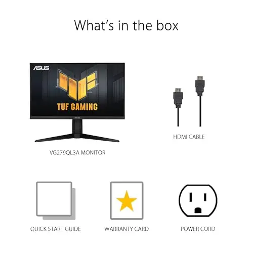 ASUS TUF Gaming 27” 1080P Monitor (VG279QL3A) - Full HD, 180Hz, 1ms, Fast IPS, Extreme Low Motion Blur, FreeSync Premium, G-SYNC Compatible, Speakers, DisplayPort, Height Adjustable, 3 Year Warranty 6