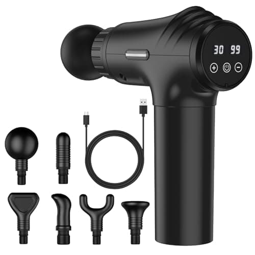 CAMEFER Massage Gun, Deep Tissue Massager for Pain Relief,Ultra Quiet,Lightweight & Portable for Home, Office, Gym Use，30 Speeds,6 Interchangeable Heads