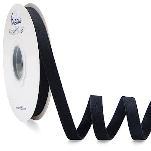 Ribbli Black Velvet Ribbon Double Faced 3/8 Inch 10-Yard Spool Black Ribbon Use for Christmas Tree Ornaments Gift Wrapping Wreath Decoration Wedding Boutonnieres
