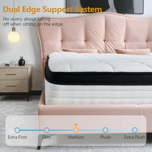 KUDSQ Queen Size Mattress, 10 Inch Queen Mattress in a Box with Memory Foam and Pocket Spring for Pressure Relief & Comfort Sleep, Medium Firm Feel, Fiberglass Free Bed in a Box/CertiPUR-US 5