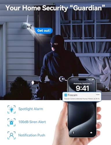 FOSCAM 4K 8MP Security Cameras Wireless Outdoor, 5GHz&2.4GHz WiFi Surveillance Camera for Home Security Outside, 120° FoV, 20x Digital Zoom, AI Detect Human/Vehicle, 66FT Color Night Vision, IP66 8