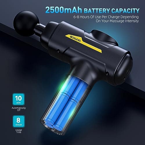 SORUDEL Massage Gun,Massage Gun Deep Tissue for Pain Relief with 7 Massage Heads & 6 Speeds and Carrying Case (Grey) 3