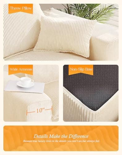 107" Comfy Cloud Couch with L-Shape Chaise & Deep Seat, Modular Sectional Sofa in a Box, Boneless Upholstered Couches for Living Room, No Assembly Required (Soft Corduroy, Beige) 8