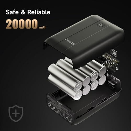 imuto 100w Power Bank, 20000mAh 4-Output Laptop Portable Charger,Fast Charging USB C PD3.0 External Battery Pack for Laptop MacBook Dell XPS iPad Tablet Steam Deck iPhone 16 15 14 Pro Samsung S22 etc 8