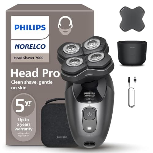Philips Norelco Head Shaver Pro 7000 Series - Electric Shaver for Men and Women, 360° Flexing Head & ComfortCut Blades for Clean Shave, Gentle on Skin, Model HS7980/40