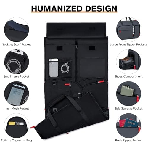 Vessgra Rolling Garment Bags for Travel, Garment Bag with Wheels, Convertible Garment Duffel bag, Carry On Garment Bag with Shoe Pouch, Rolling Duffel Bag with Detachable Trolley System-Dark Grey 4