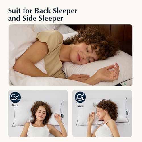 Pacific Coast Goose Feather and Down Bed Pillows Standard Size Set of 2, Hotel Pillow for Sleeping, Downproof, Soft, Fluffy, 100% Cotton Shell 7