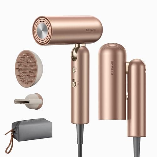Dreame Pocket Pro Hair Dryer, Dual Voltage Travel Blow Dryer with Diffuser, 1300W Professional HighSpeed Ionic Hair Blower, Fast Drying, Low Noise, Lightweight, No Heat Damage, Global Travel 120V/240V