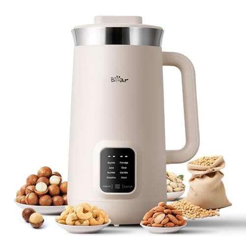 Bear 8 in 1 Nut Milk Maker Machine, 40oz/1.2L Soy Milk Maker with Self Clean/12H Delay/6H Keep Warm, One Touch Almond Milk Maker for Homemade Oat, Soup, Juice, Plant Based and Non Dairy Beverages