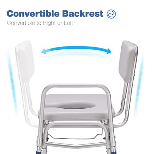 GreenChief Bedside Commode Chair 500 LBS, Padded Transfer Bench for Bathtub with Arms and Backrest, Heavy Duty Tub Shower Chair Adjustable Bath Seat for Inside Shower for Elderly Disabled 6