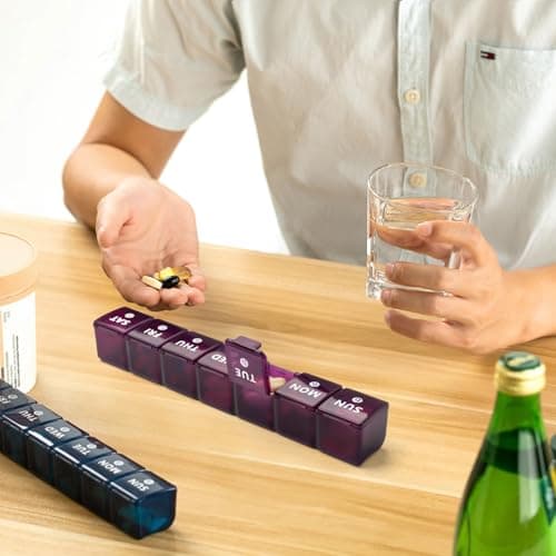 2-Pack Weekly Large Pill Organizer for Travel, 7 Day Pill Boxes and Organizer, Big Compartments Pill Case AM PM,14 Day XL Medication Organizer Dispenser for Fish Oils, Vitamin Holder Supplement 7