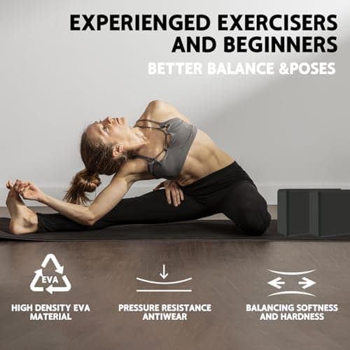 MBKHFLL Yoga Block - Supportive Latex-Free Eva Foam - Soft Non-Slip Surface with Beveled Edges for Yoga, Pilates, Meditation - Yoga Accessories for Stability, Balance, Deepen Stretches (black) 6
