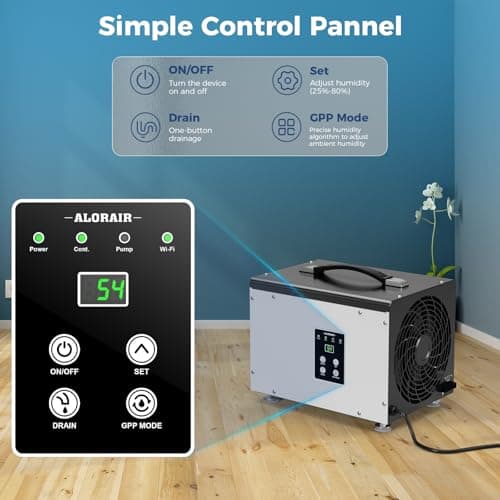 ALORAIR Wi-Fi Crawl Space and Basement Dehumidifier, 70 Pint with Pump, Auto-Defrost, Covers Up to 1000 Sq Ft, Memory Start, cETL Listed, Commercial Grade 8