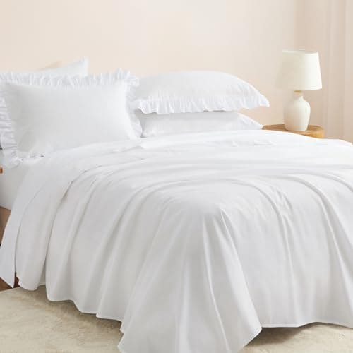 Horbaunal 2 Pack White Ruffle Pillowcases Standard Size, 20" x 26" Ruffle Pillow Covers Ultra Soft Microfiber Ruffled Fringe Pillow Shams, Shabby Chic Pillow Cases 5