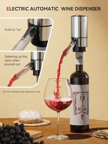 Rechargeable Electric Wine Gift Set - Aerator, Vacuum Stoppers, Foil Cutter and Bottle Opener for Home Bar and Outdoor Parties 6