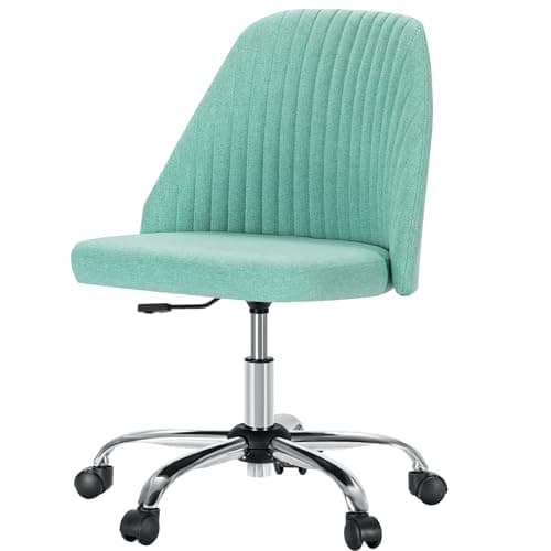 DUMOS Office Desk Chair, Modern Cute Rolling Vanity Swivel Task Chairs with Wheels, Comfortable Back Seat Armless for Home, Bedrooms, Office, Study, Student, Adults, Make-up, Dressing Room, Mint