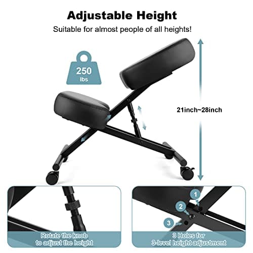 Ergonomic Kneeling Chair, Height Adjustable Office Chair with an Angled Seat and Casters for Home, Meditation Chair 5
