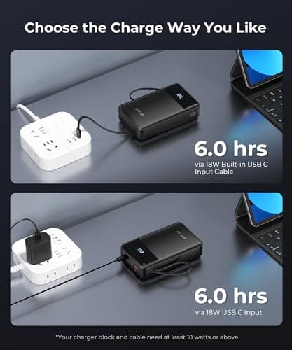 JOYFAR Portable-Charger-Power-Bank Travel Essentials Battery Pack USB C 30000mAh Built in Cable 22.5W Phone Fast Charging Powerbank Compatible with iPhone 16 15 14 13 12 11 iPad Samsung Google (Black) 7