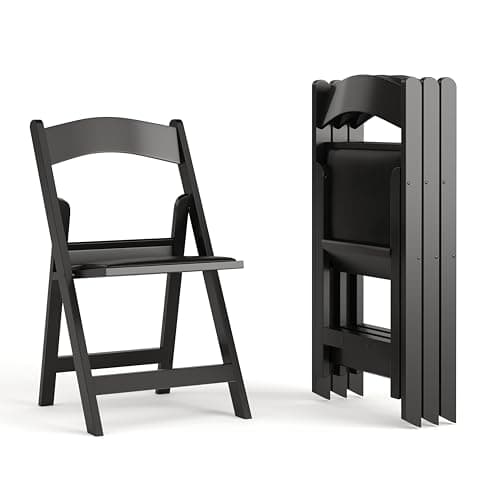 Flash Furniture Hercules Series Folding Chairs for Weddings and Formal Events, Stackable Commercial Event Seats with 1,000-lb. Static Weight Capacity, Set of 4, Black
