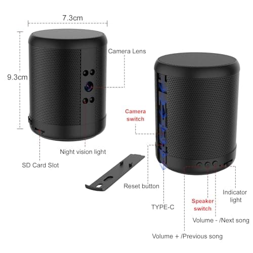 Shalapovar Bluetooth Speaker Spy Camera, Hidden Camera Speaker with Night Vision, AI Motion Detection, Real-Time Recording, Home Security & Pet Monitor 6