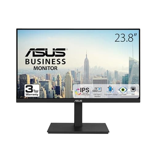 ASUS 23.8” 1080P Docking Monitor (VA24ECPSN) - Full HD, IPS, 75Hz, Adaptive-Sync, Speakers, Eye Care, Low Blue Light, Flicker Free, USB-C, RJ45, HDMI, Frameless, Height Adjustment, VESA Wall Mountable