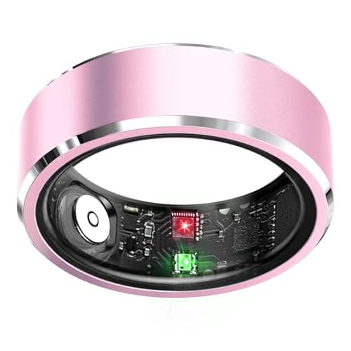 Smart Ring Health Tracker, Sleep Tracker Ring with Heart Rate, Waterproof Fitness Ring for Activity Monitoring/Steps/Distance/Calories,Air Gestures,Up to 7-Day Battery, for iOS Android (Light Pink,#8)